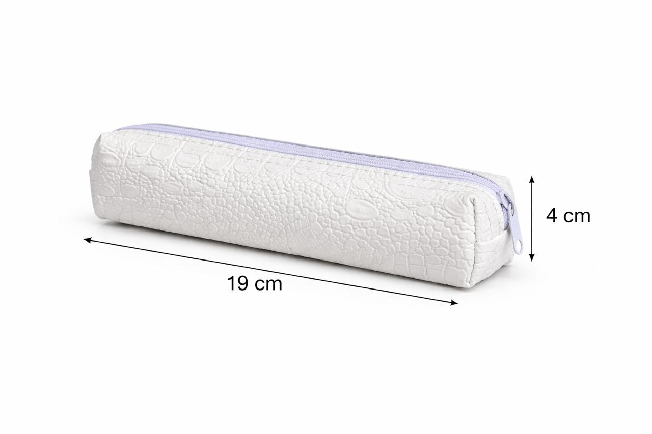 AL KHUMERY Medwakh Pouch – White Croc-Texture Slim Zipper Case | 19cm Travel Storage Bag for Medwakh Pipe | UAE