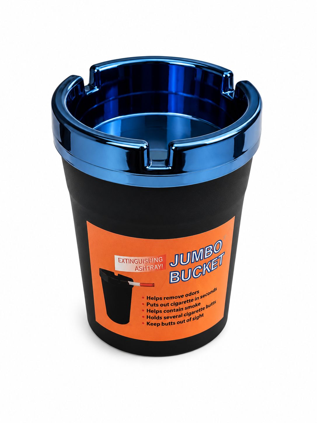 Jumbo Self-Extinguishing Ashtray Bucket – Available in Matte & Chrome Metallic Finish | Odor-Free, Large Capacity | 7 Color Options