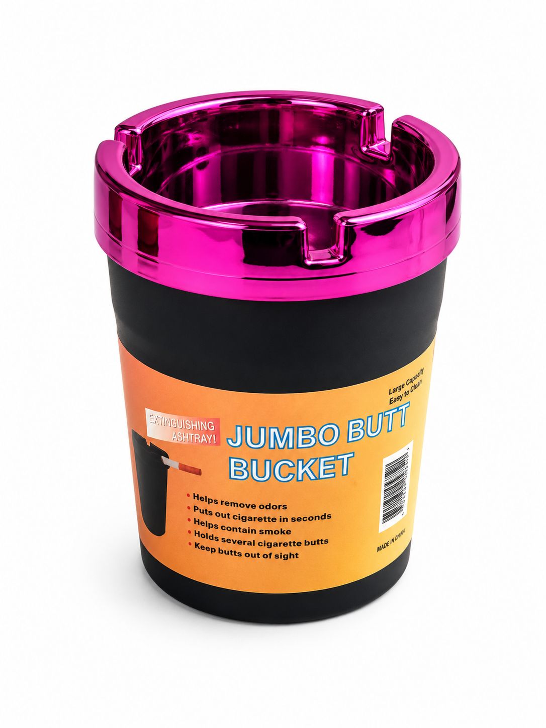 Jumbo Self-Extinguishing Ashtray Bucket – Available in Matte & Chrome Metallic Finish | Odor-Free, Large Capacity | 7 Color Options