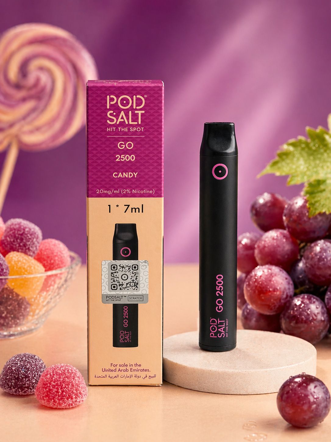 AL KHUMERY Pod Salt Go 2500 Disposable Vape – Cantaloupe Ice | 2500 Puffs | 7ml | 20mg | UAE