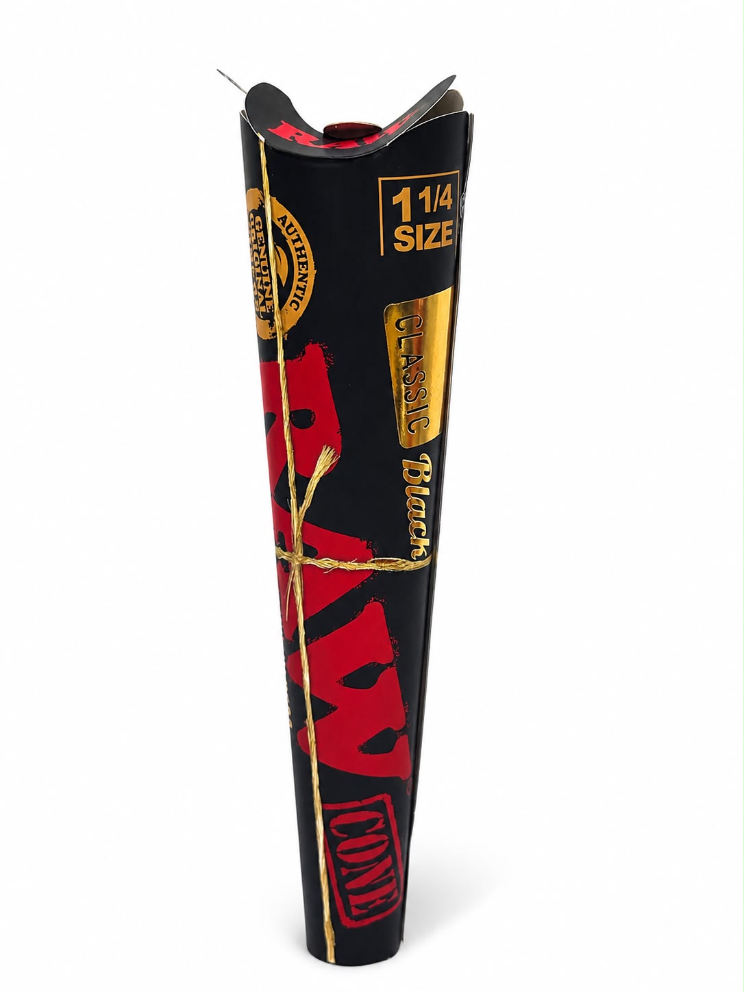 RAW Classic Black 1¼ Size Pre-Rolled Cones – 6 Pack | Authentic Genuine Original Fibers | Ready to Fill | Premium Black & Gold Edition