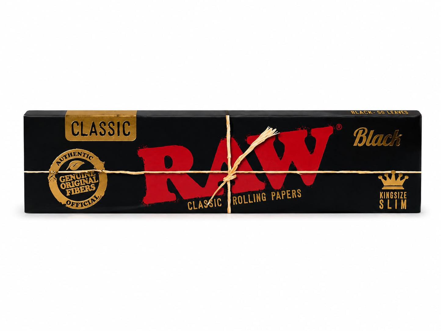 RAW Classic Black King Size Slim Rolling Papers – 50 Leaves | Ultra-Thin Unbleached | Acacia Gum | Genuine Original Fibers