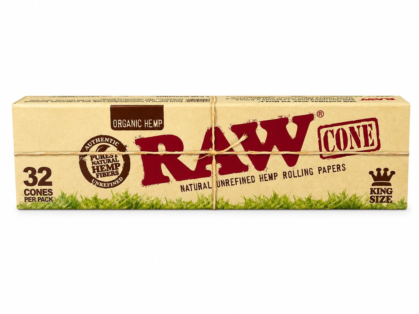 RAW Organic Hemp King Size Pre-Rolled Cones – 32 Pack | 100% Natural Unrefined Purest Hemp Fibers