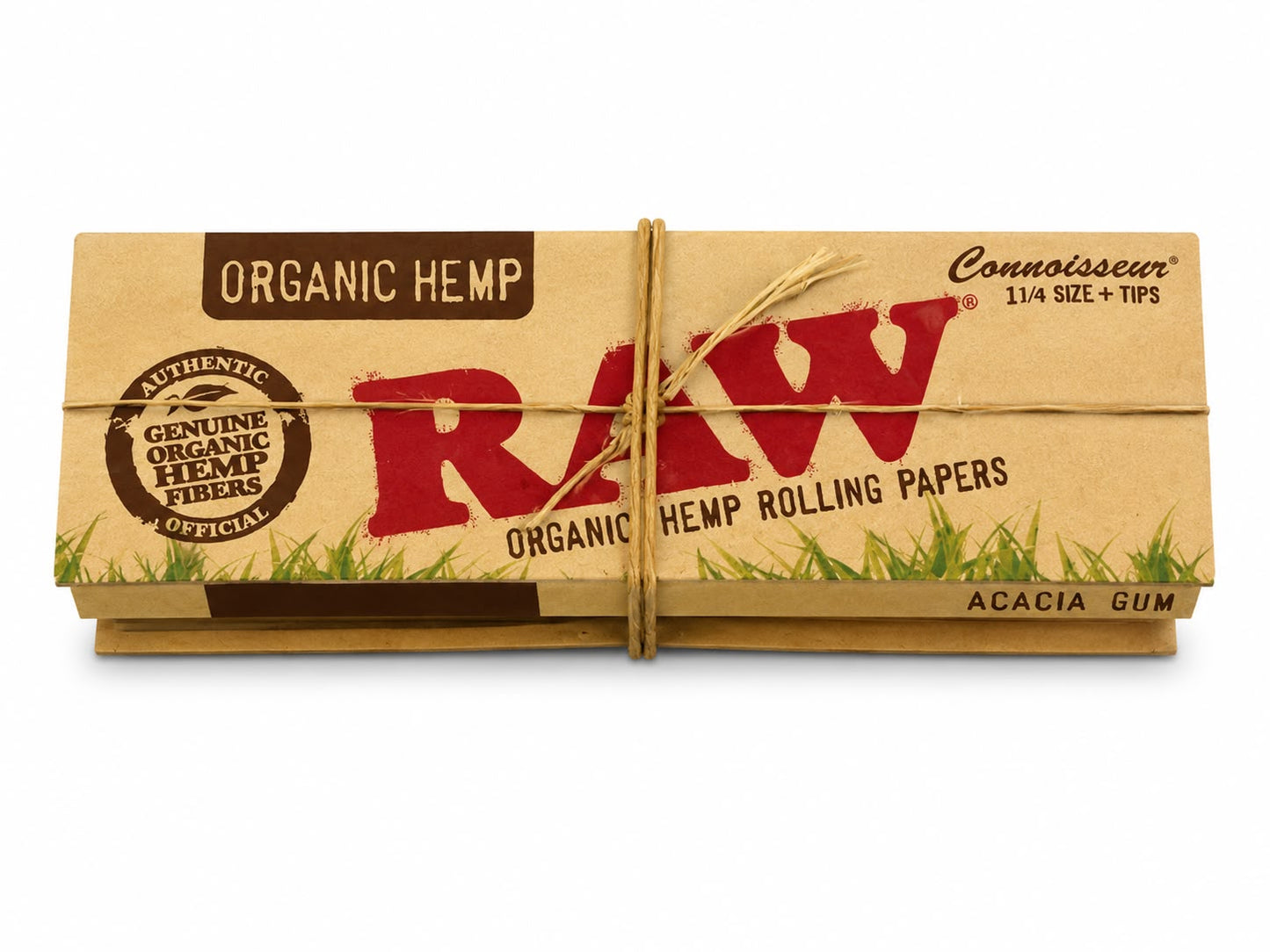 RAW Organic Hemp Connoisseur 1¼ Size Rolling Papers + Tips | 50 Leaves | Acacia Gum | Genuine Organic Hemp Fibers | Natural Way to Roll