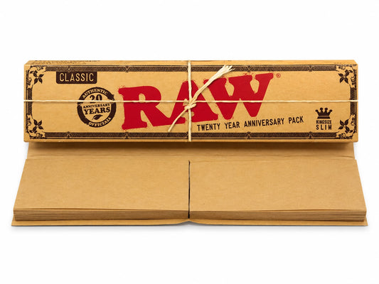 RAW Classic Connoisseur King Size Slim Rolling Papers + Tips | Genuine Original Fibers | Unbleached Natural Papers with Filter Tips