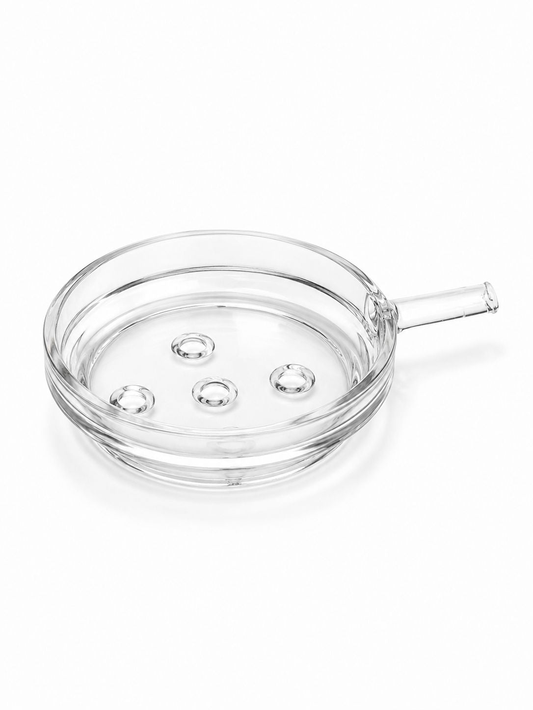 Premium Crystal Clear Glass Hookah Charcoal Tray with 5-Hole Ventilation & Side Handle – Ultimate Heat Control for Shisha