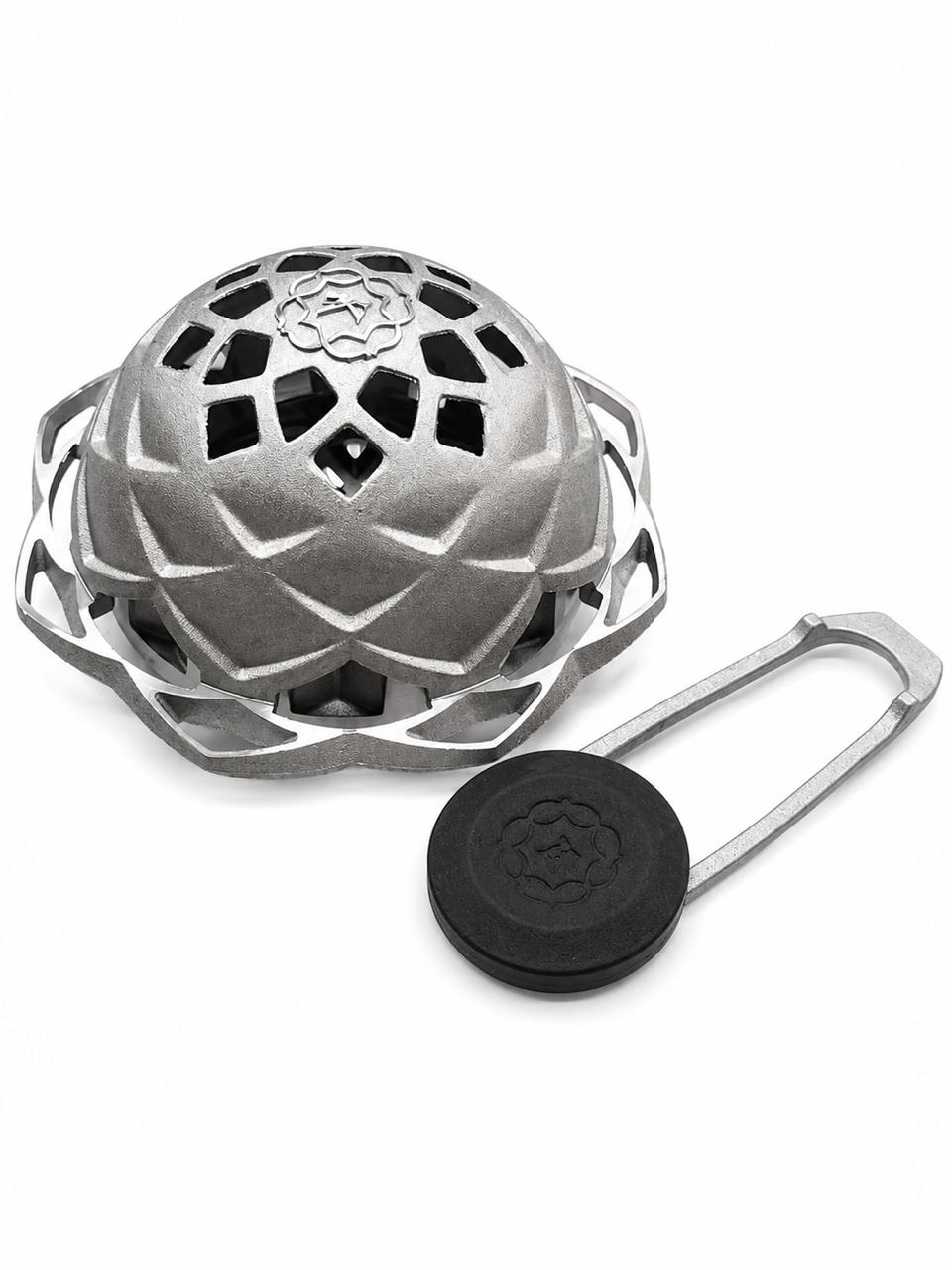 Kaloud Oracle Premium Hookah Heat Management Device – Luxury Lotus-Design Charcoal Holder with Carabiner & Silicone Cap | Gift Box Included