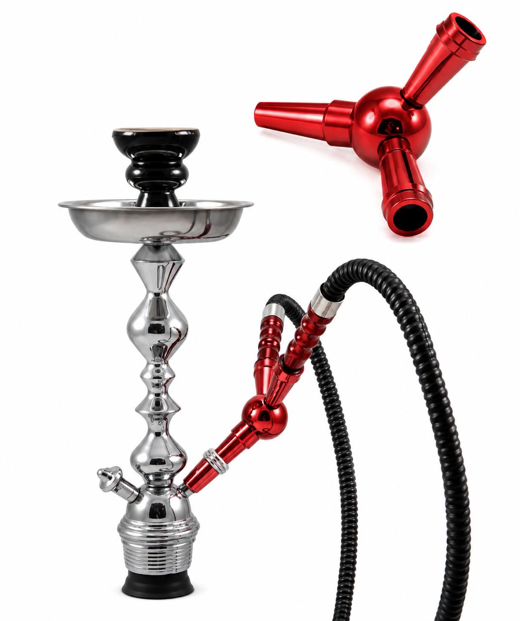 Premium Dual Hose Hookah Adapter Splitter – Anodized Aluminum | 2-Port Ball Joint Shisha Connector | Universal Fit Water Pipe Stem Splitter | Available in Red & Green | Share Your Shisha Session