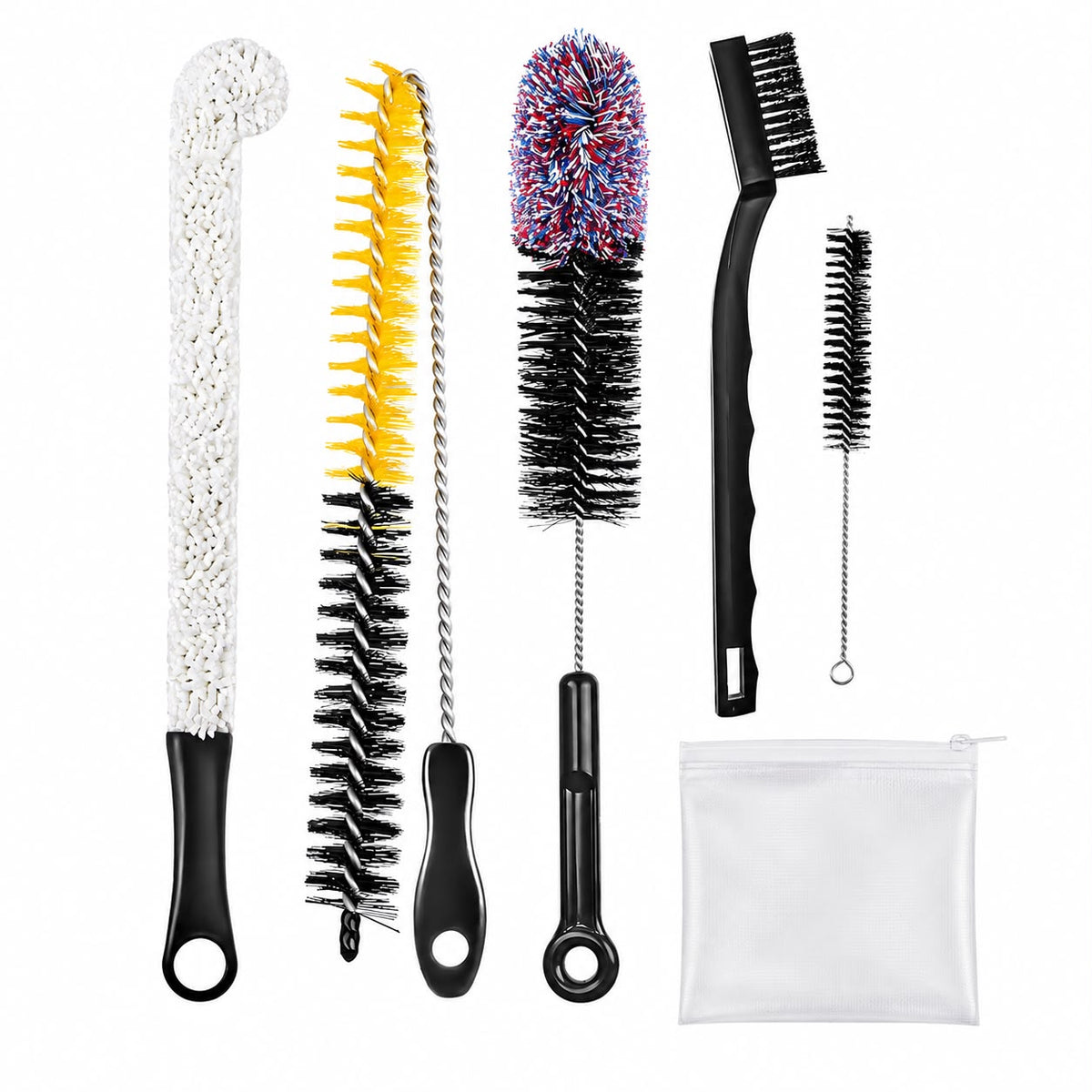 Richman 6-Piece Shisha Hookah Cleaning Brush Kit – Deep Clean Glass Vase, Hose, Bowl & Stem