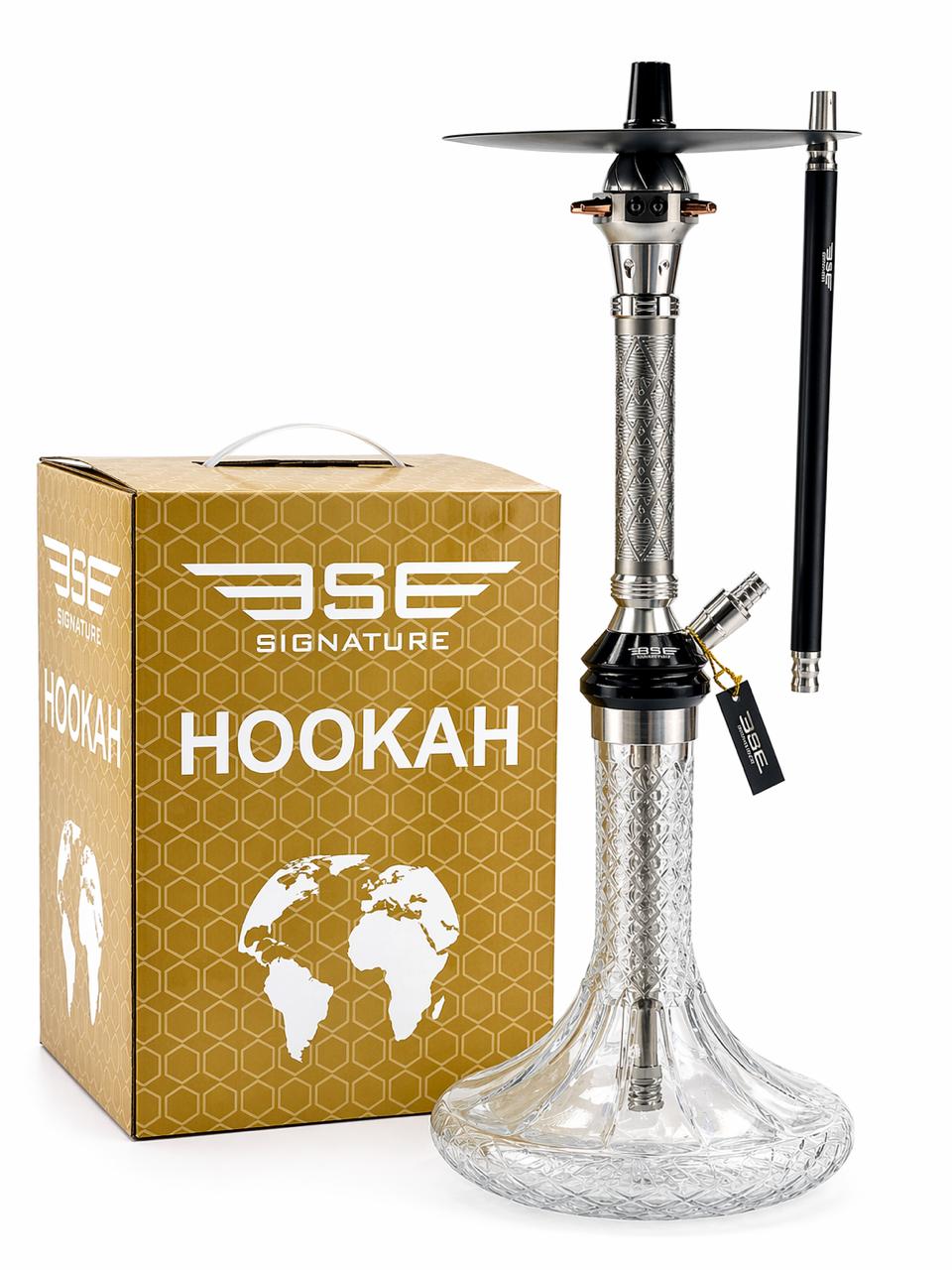AL KHUMERY | BSE Signature Hookah - Crystal Clear Silver Edition | Diamond Cut Base | Complete set | Shisha | IN UAE