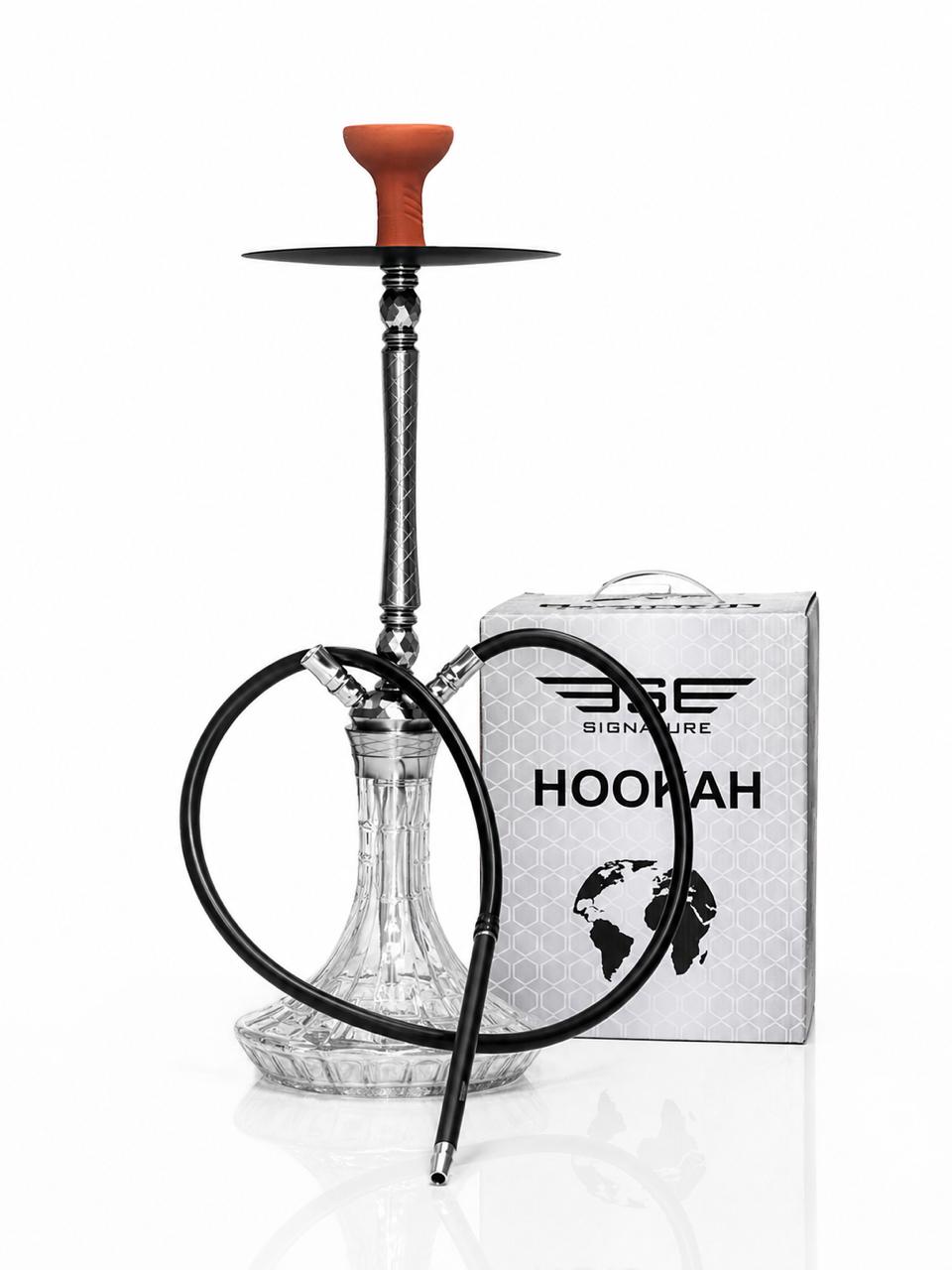 AL KHUMERY BSE SIGNATURE HOOKAH SET | DIAMOND CUT CRYSTAL GLASS BASE | ENGRAVED STEM | SMOOTH AIRFLOW SHISHA PIPE | COMPLETE SET WITH HOSE & BOWL | AVAILABLE IN GOLD, SILVER & BLACK | UAE