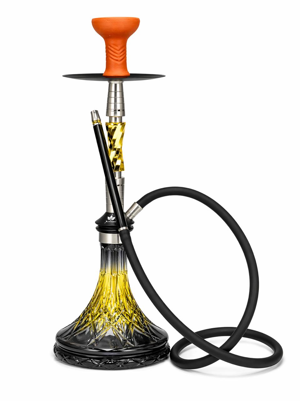 AL KHUMERY Emerald Gold Hookah Set | Crystal Vase | Clay Bowl | Premium Shisha| UAE