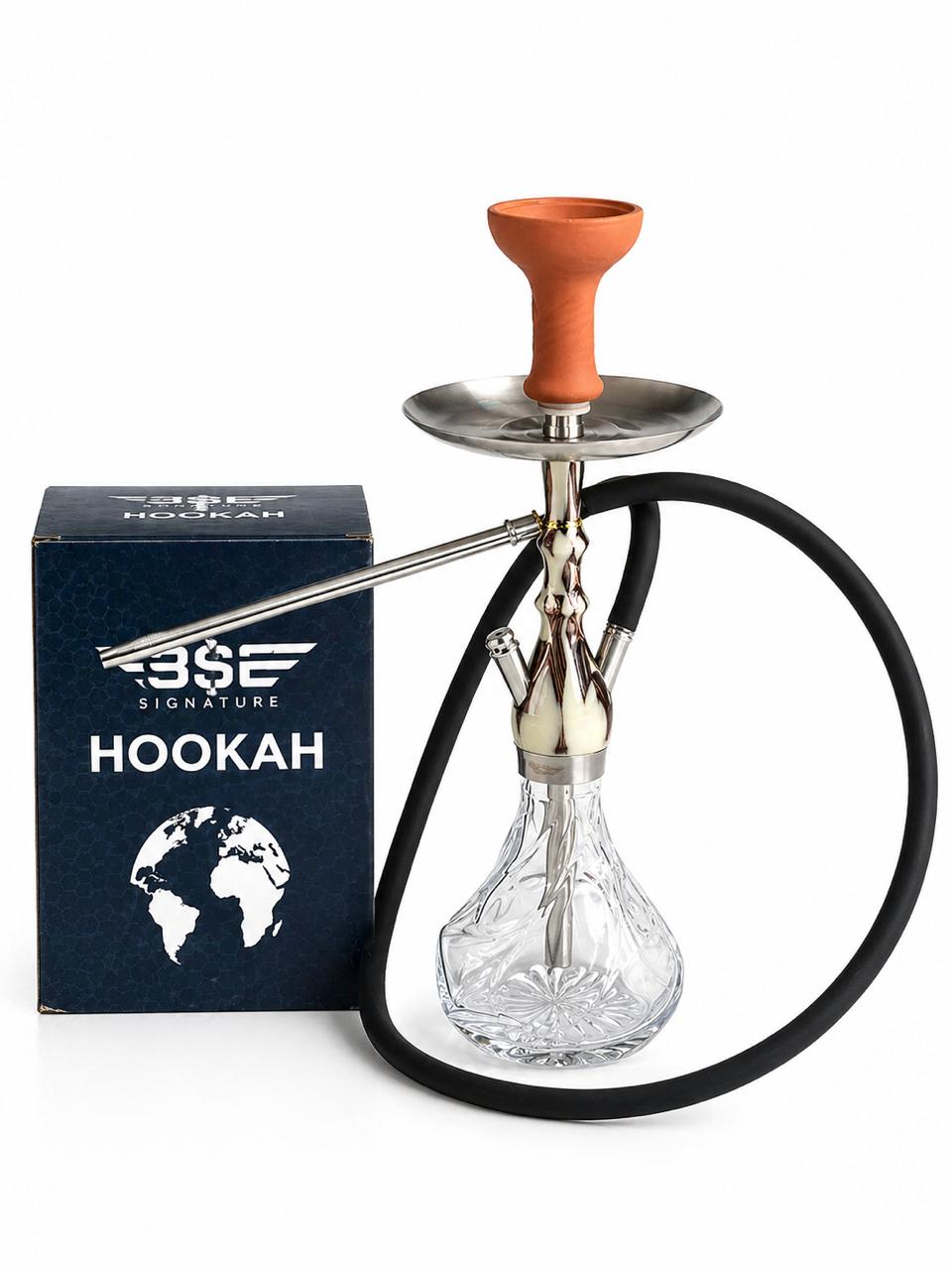 AL KHUMERY BSE SIGNATURE MINI HOOKAH SET | CRYSTAL GLASS BASE | DUAL HOSE PORT | PREMIUM SHISHA PIPE | COMPLETE SET WITH HOSE & BOWL | AVAILABLE IN MULTIPLE COLORS | UAE