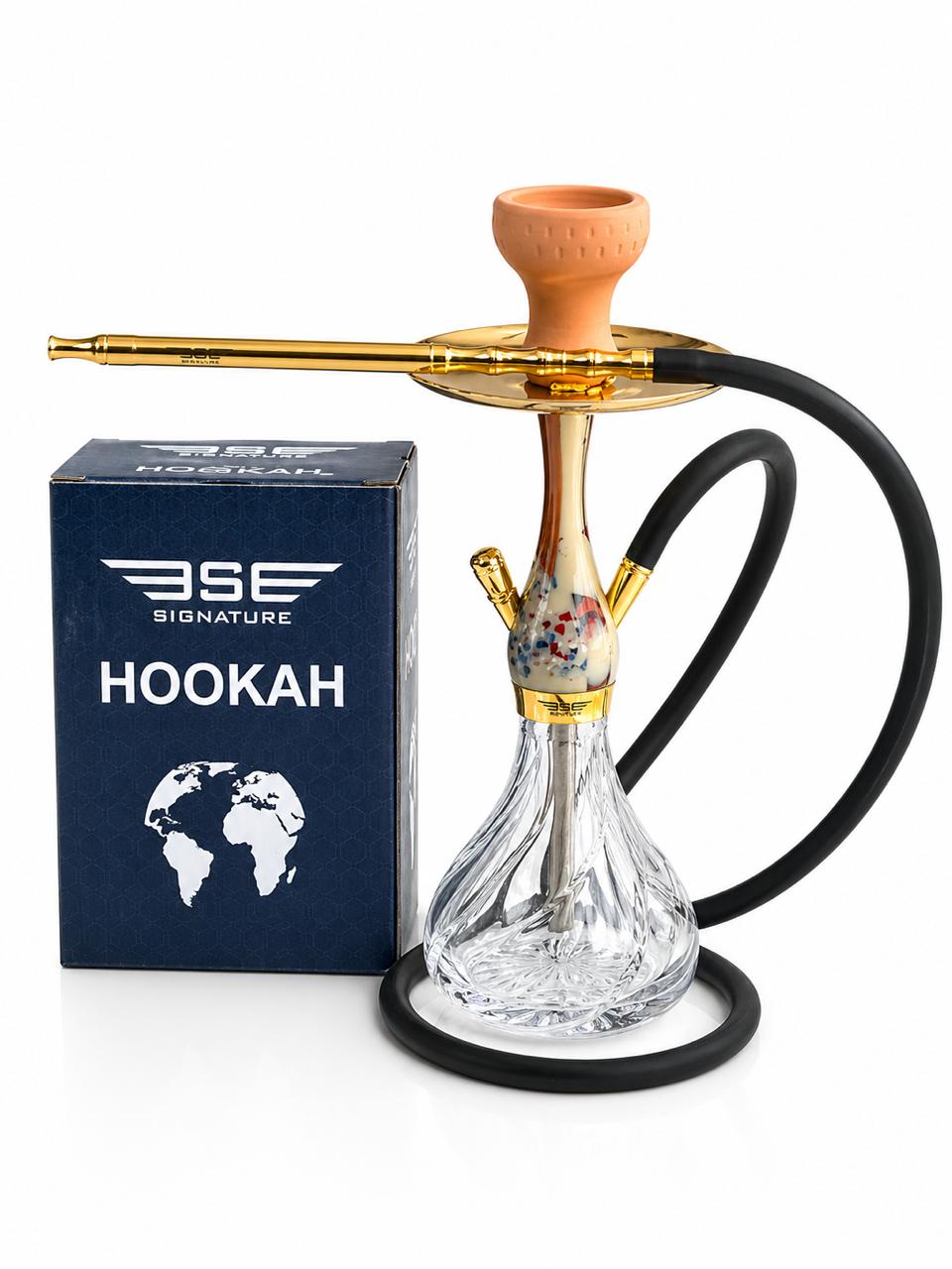 AL KHUMERY BSE SIGNATURE MINI HOOKAH SET | CRYSTAL GLASS BASE | DUAL HOSE PORT | PREMIUM SHISHA PIPE | COMPLETE SET WITH HOSE & BOWL | AVAILABLE IN MULTIPLE COLORS | UAE