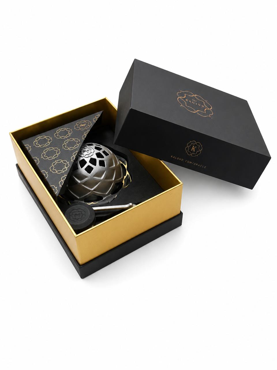 Kaloud Oracle Premium Hookah Heat Management Device – Luxury Lotus-Design Charcoal Holder with Carabiner & Silicone Cap | Gift Box Included