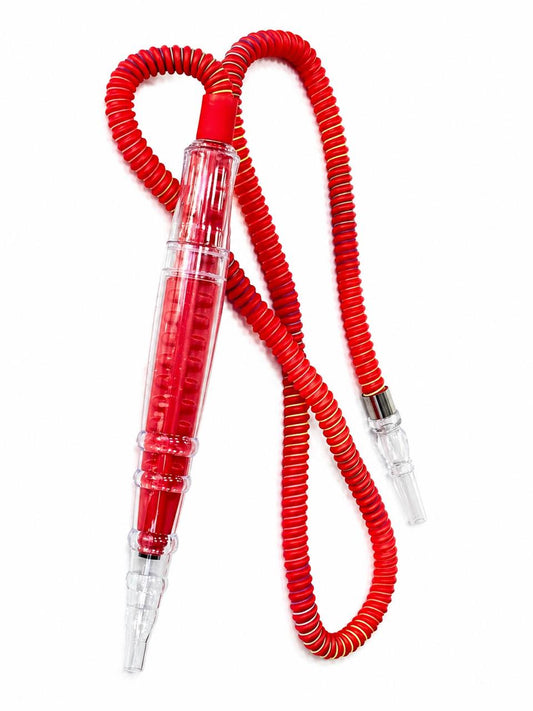 AL KHUMERY Hookah Hose Spiral Shisha Pipe With Crystal Acrylic Transparent Stem & Clear Mouthpiece Tip | Premium Shisha Accessories | UAE