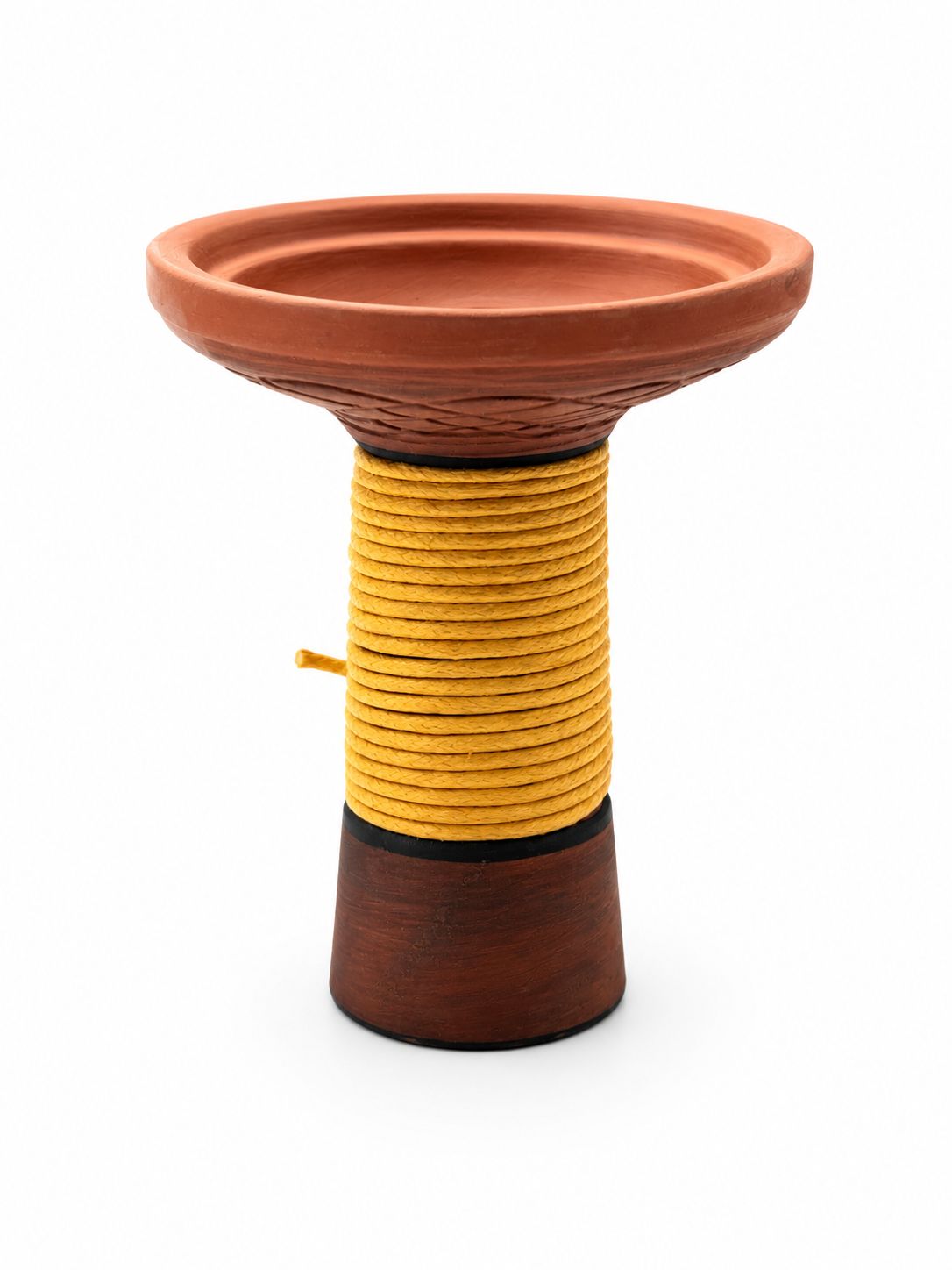 AL KHUMERY PREMIUM CLAY TERRACOTTA HOOKAH BOWL – ROPE WRAPPED STEM SHISHA RAS | ENGRAVED DESIGN | WHITE & BLUE | UAE