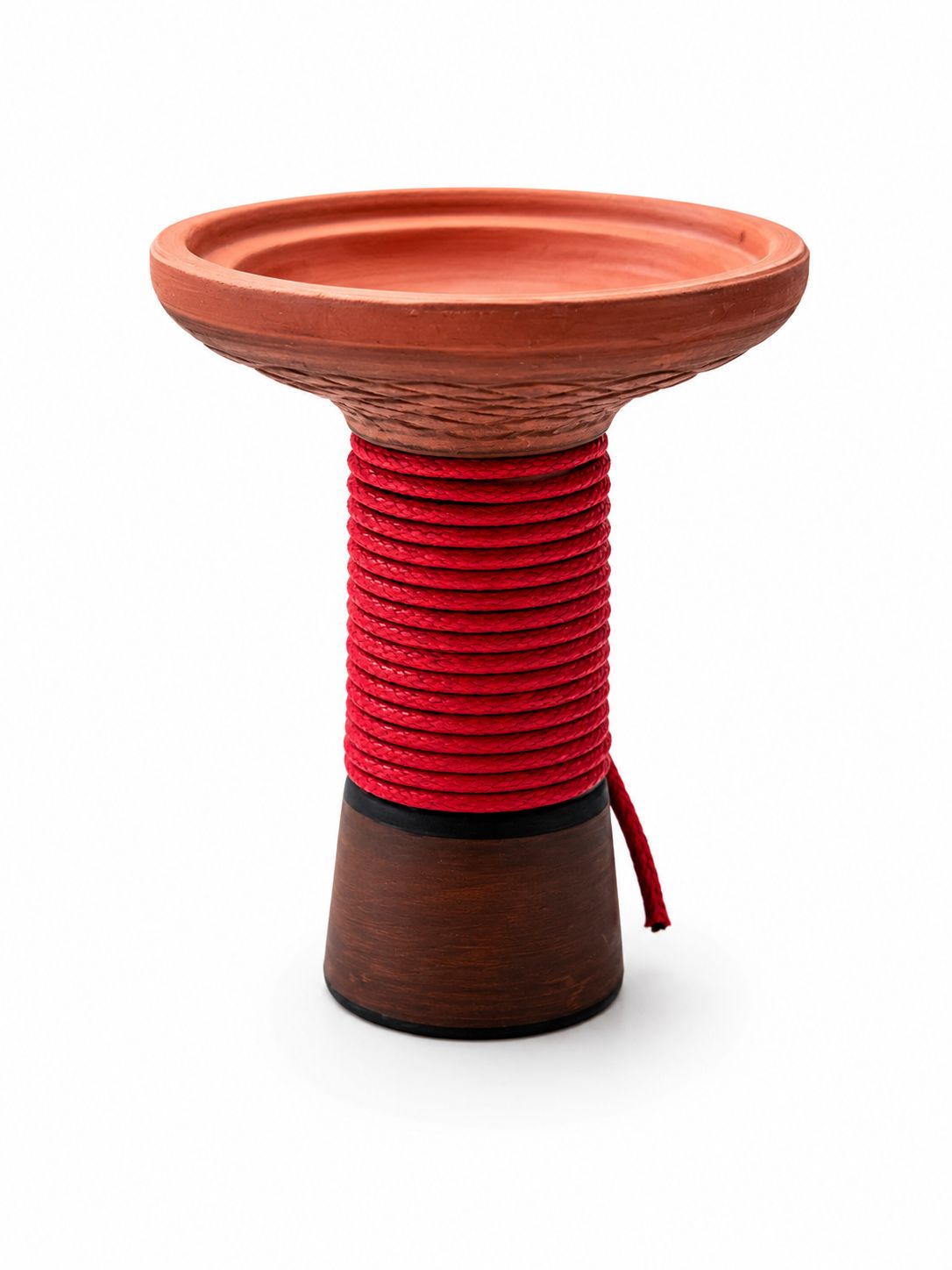 AL KHUMERY PREMIUM CLAY TERRACOTTA HOOKAH BOWL – ROPE WRAPPED STEM SHISHA RAS | ENGRAVED DESIGN | WHITE & BLUE | UAE
