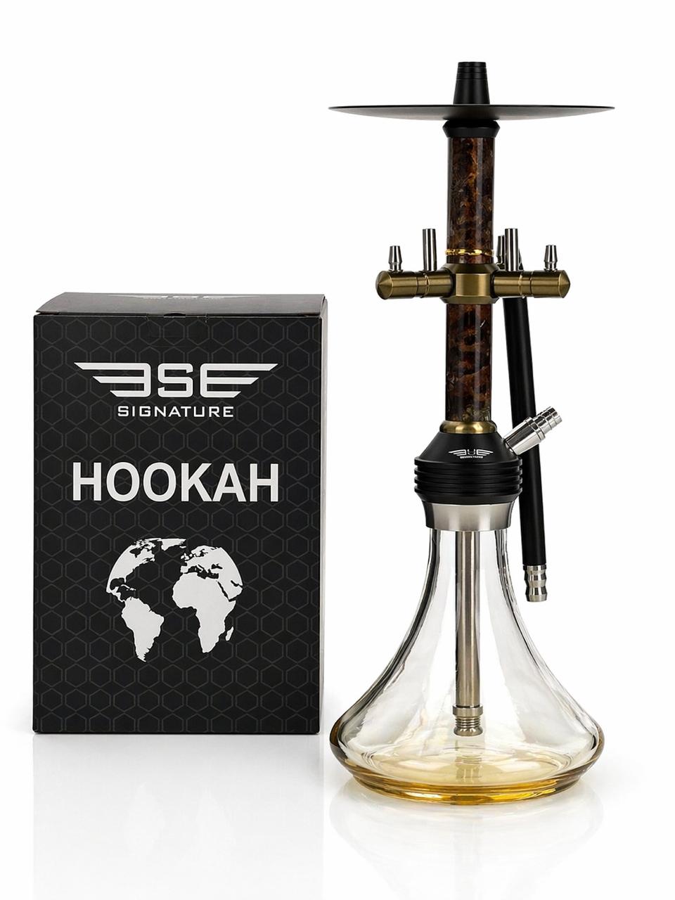 AL KHUMERY Premium Hookah( SHISHA) – Luxury Burl Wood & Brass Edition | Crystal Clear Base | Single Hose Shisha Pipe| IN UAE