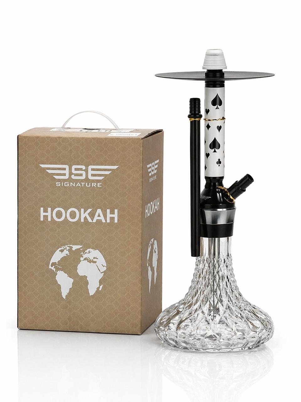 AL KHUMERY | BSE Signature Hookah-Ace Edition | Playing Cards Design Stem| Crystal Diamond Base| Full Set | IN UAE