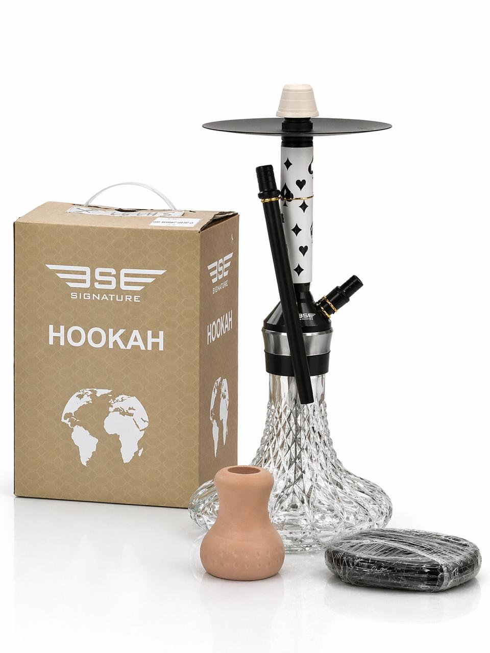 AL KHUMERY | BSE Signature Hookah-Ace Edition | Playing Cards Design Stem| Crystal Diamond Base| Full Set | IN UAE