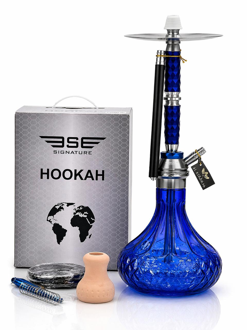 AL KHUMERY | BSE Signature Hookah - Royal Blue Crystal Base | Premium Shisha Set | IN UAE