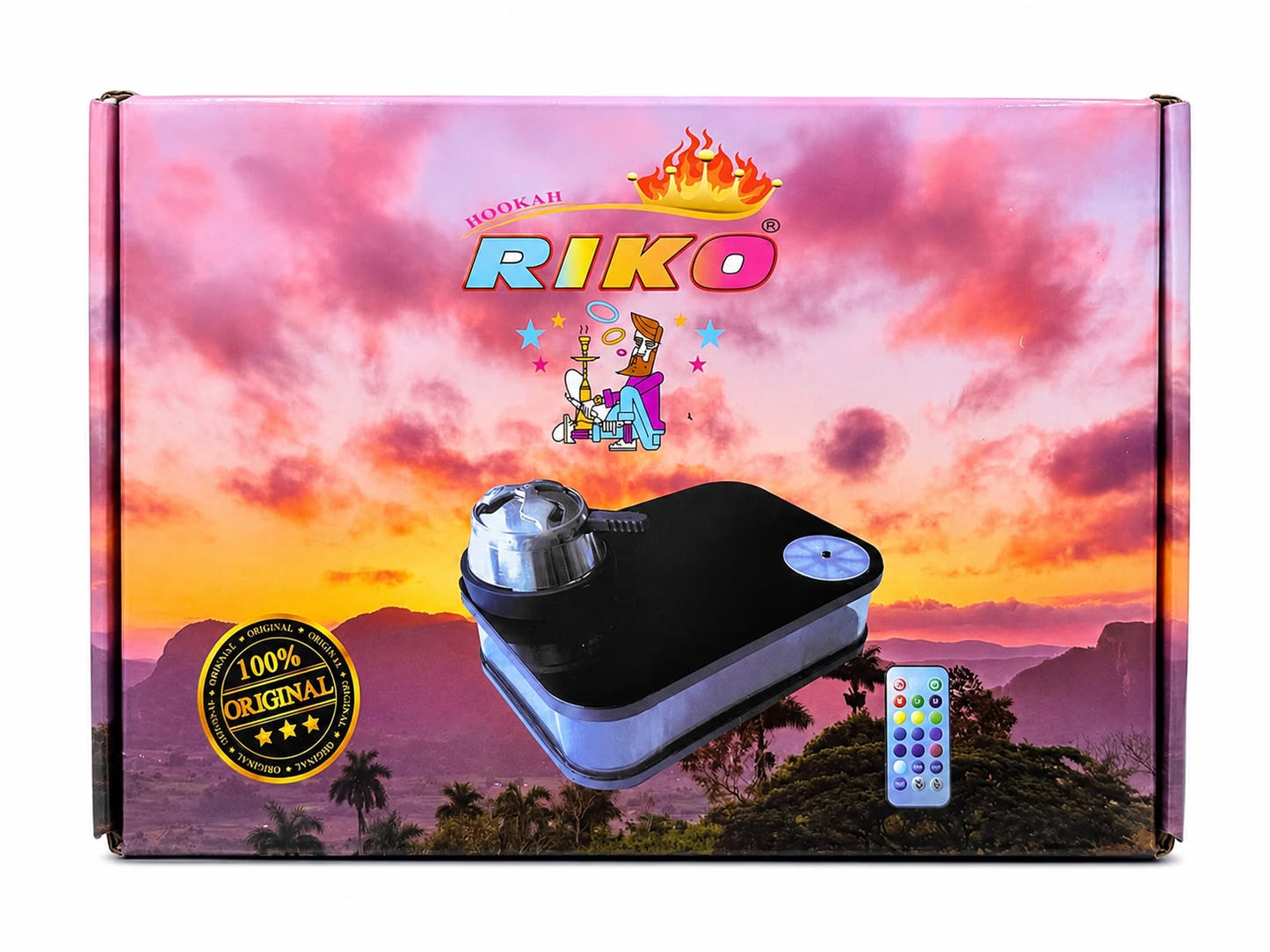 RIKO Hookah – Portable All-in-One Shisha Set with LED Light & Remote Control | 100% Original Compact Design – Complete Kit with Hose, Charcoal Holder, Tongs & Mouthpieces
