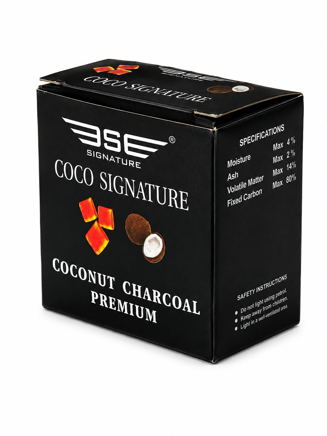 3SE Coco Signature Premium Coconut Charcoal | Natural Coconut Shell | Low Ash | High Fixed Carbon 80% | Hookah Shisha Charcoal