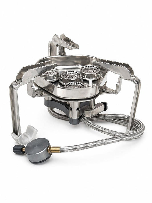 AL KHUMERY STAINLESS STEEL HOOKAH CHARCOAL GAS BURNER STOVE WITH HOSE
