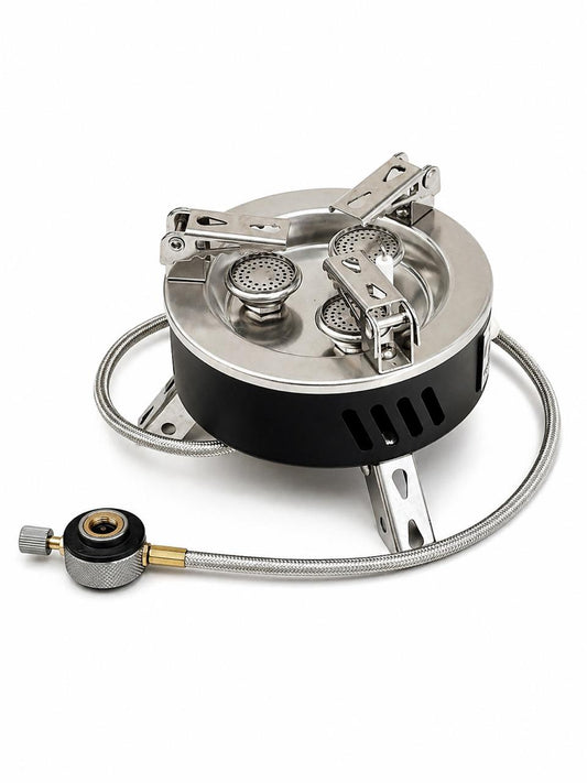 AL KHUMERY ROUND COMPACT HOOKAH CHARCOAL GAS BURNER STOVE WITH HOSE