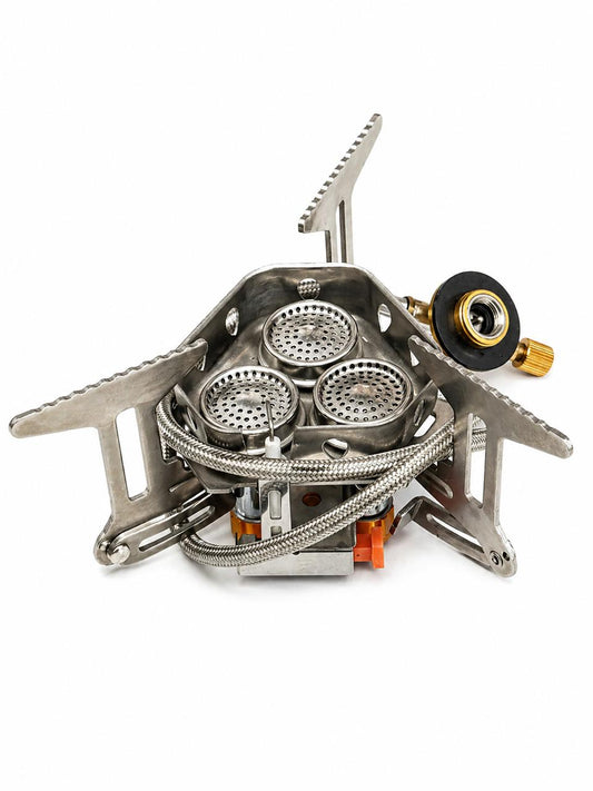AL KHUMERY TRIPLE BURNER FOLDABLE HOOKAH CHARCOAL GAS STOVE WITH CONNECTOR