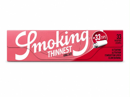 Smoking Thinnest King Size Rolling Papers + 33 Pre-Rolled Tips – Ultra-Thin, Slow Burning | Complete Rolling Kit