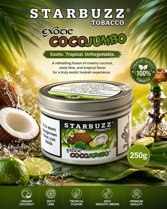 STARBUZZ TOBACCO Exotic Series COCOJIMBO 250G | CREAMY COCONUT,ZESTY LIME, TROPICAL FLAVOR RICH SMOOTH SMOKE PREMIUM QUALITY