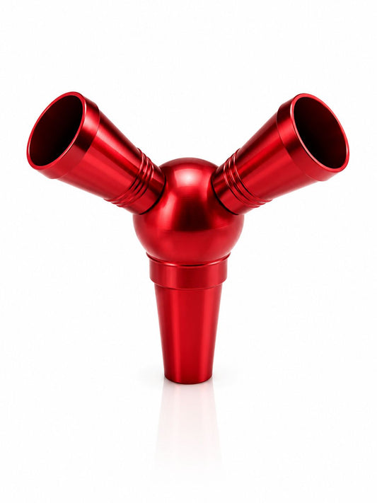 Premium Dual Hose Hookah Adapter Splitter – Anodized Aluminum | 2-Port Ball Joint Shisha Connector | Universal Fit Water Pipe Stem Splitter | Available in Red & Green | Share Your Shisha Session