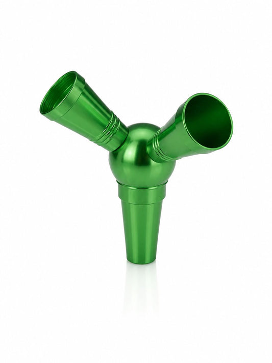 Premium Dual Hose Hookah Adapter Splitter – Anodized Aluminum | 2-Port Ball Joint Shisha Connector | Universal Fit Water Pipe Stem Splitter | Available in Red & Green | Share Your Shisha Session