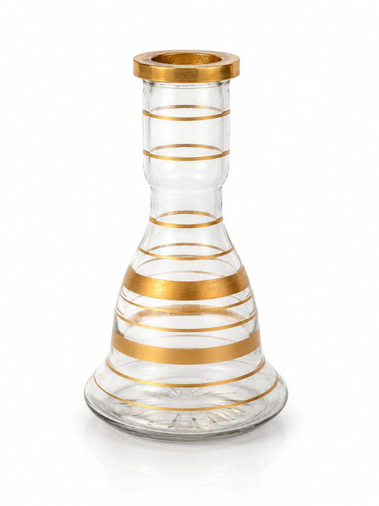 Premium Clear Glass Hookah Vase – Gold Stripe Ring Design | Elegant Shisha Base | Borosilicate Glass Water Pipe Jar | Luxury Shisha Accessory | Perfect Gift for Shisha Lovers