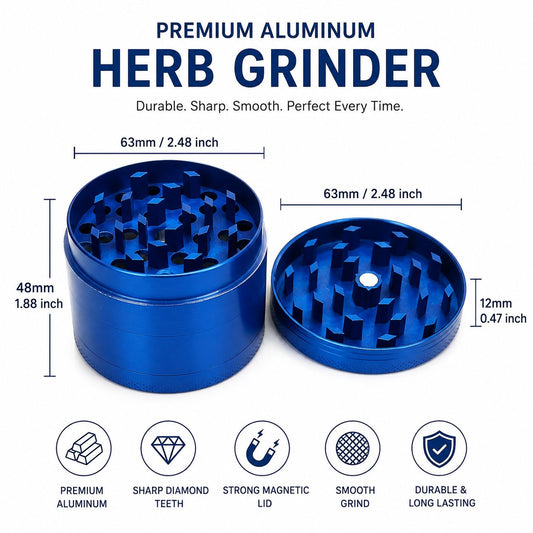 Premium Aluminum Tobacco Grinder – Sharp Diamond Teeth | Strong Magnetic Lid | 160g Durable Build | Green & Blue