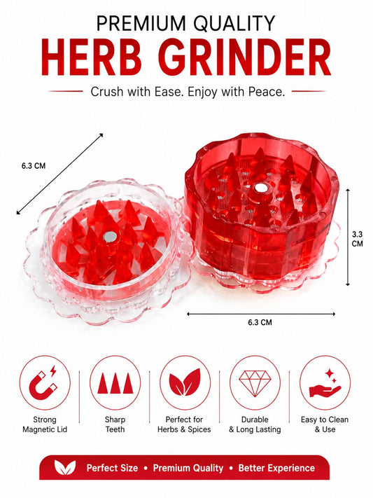 Premium Flower Shape Herb & Tobacco Grinder – Sharp Teeth | Strong Magnetic Lid | Durable & Long Lasting | 4 Colors