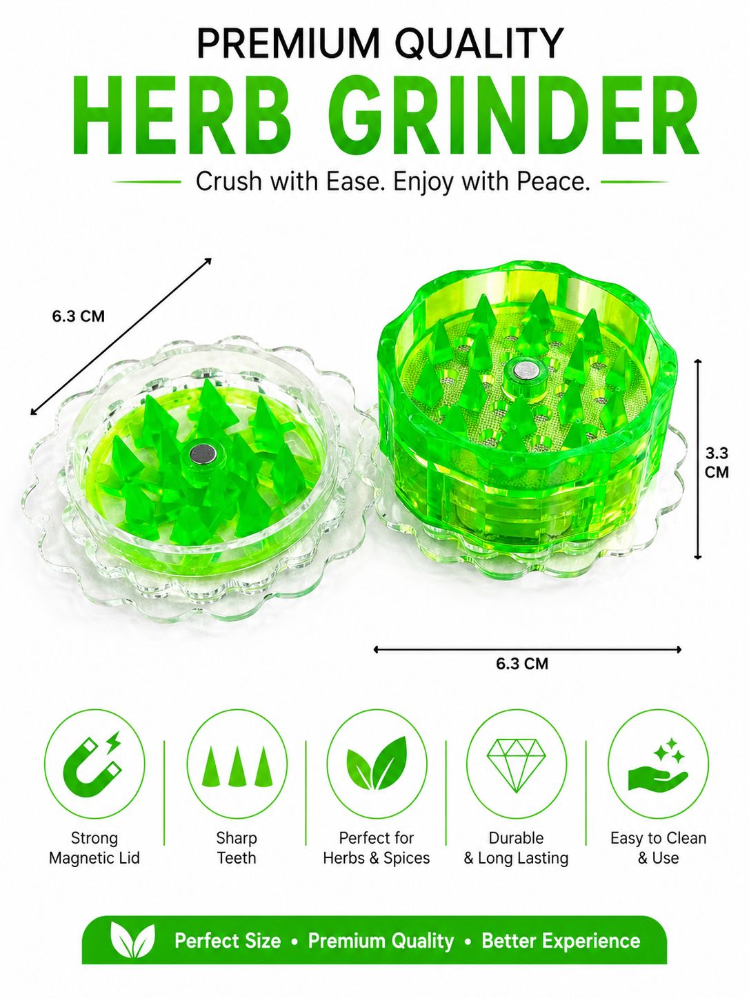 Premium Flower Shape Herb & Tobacco Grinder – Sharp Teeth | Strong Magnetic Lid | Durable & Long Lasting | 4 Colors