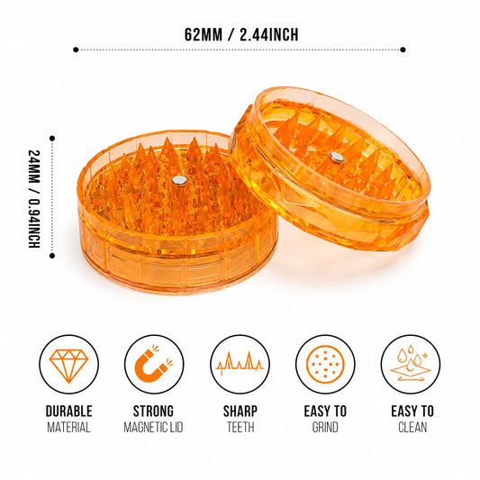 Crystal Diamond Herb & Tobacco Grinder – Sharp Teeth | Strong Magnetic Lid | 2-Piece | Available in 5 Colors