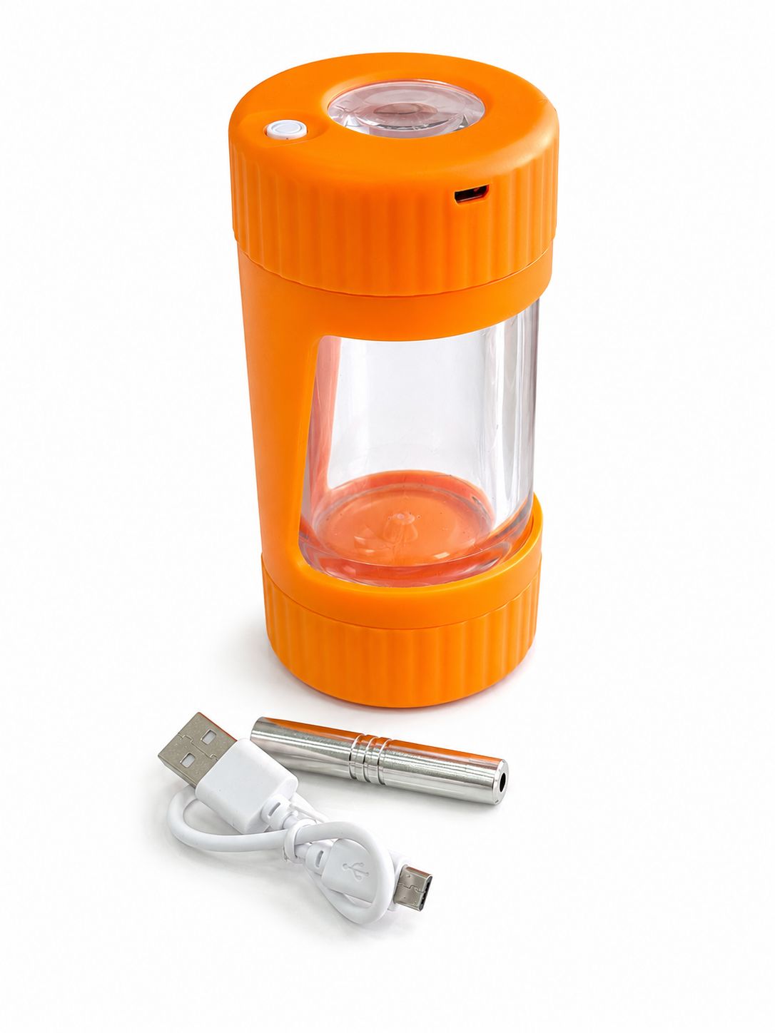 4 IN 1 UNTILITY JAR A MAGNIFY LEDVV JAR WITH A GRINDER & ONE HITTER