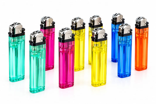 Cobra Disposable Gas Lighters – 10 Pack, Refillable Flint Lighters, Assorted Transparent Colors