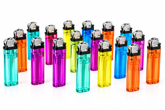 Tokai Disposable Gas Lighters – 50 Pack Tray, Assorted Transparent Colors, Bulk Wholesale