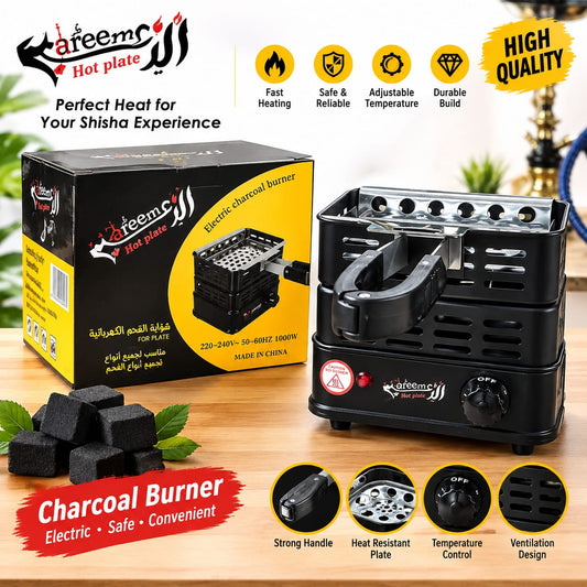 Zareem Electric Charcoal Burner – Fast Heating Shisha Coal Starter with Adjustable Temperature Control, 1000W