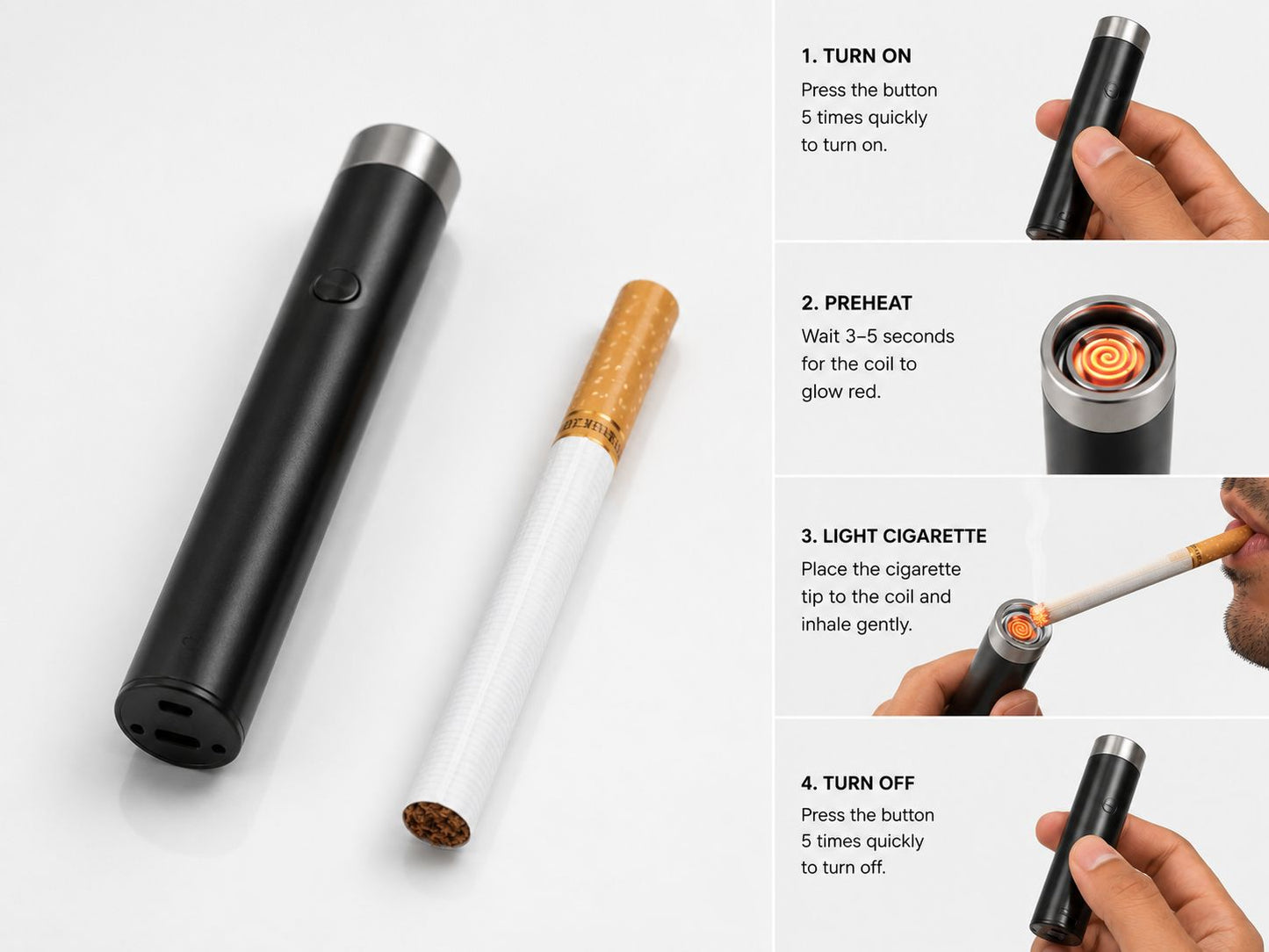 AL KHUMERY- Rechargeable Electric Cigarette Lighter – Smokeless Portable USB Heating Device