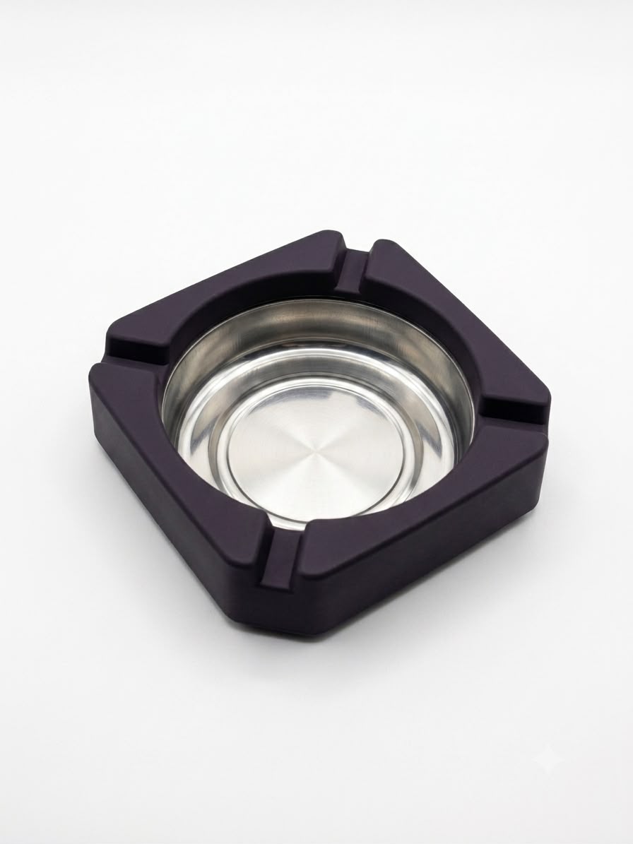 Square Cigar Ashtray with Stainless Steel Insert