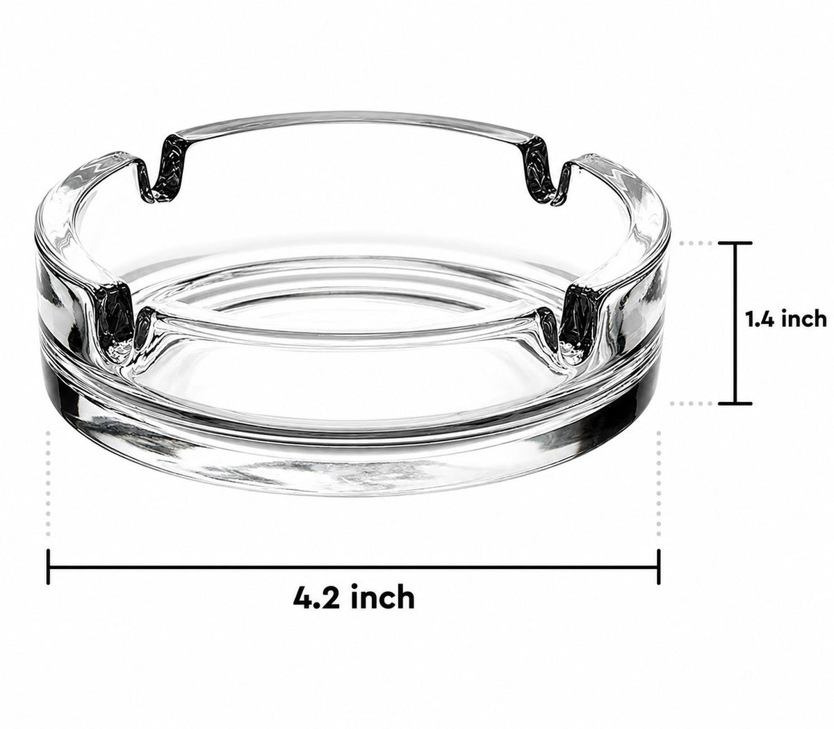 AL KHUMERY Heavy Glass Ashtray | 4-Rest Ribbed Round | Heat Resistant | Indoor Outdoor Smoking Accessory In UAE