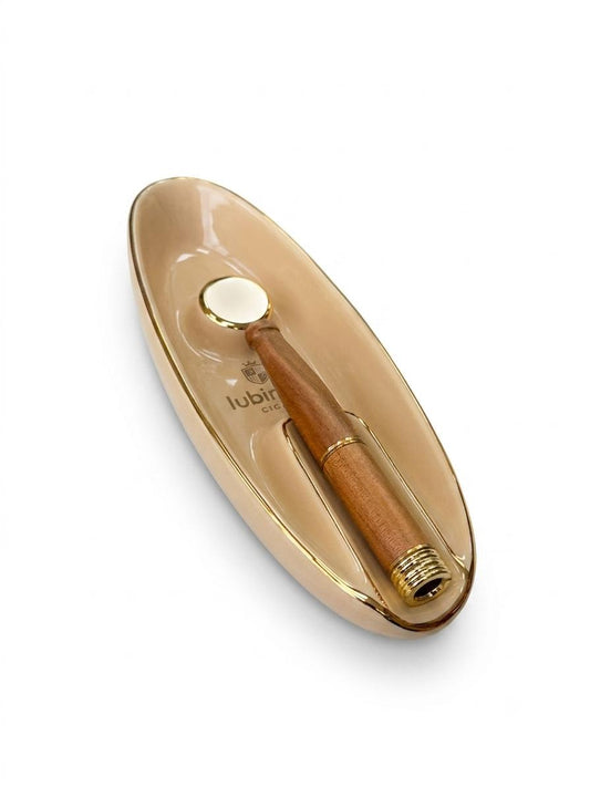 Lubinski Ceramic Cigar Ashtray – Gold & Beige Finish