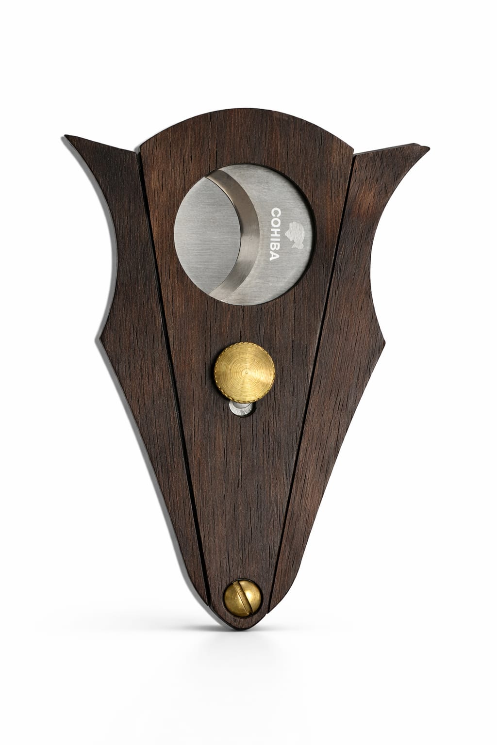 AL KHUMERY Cohiba Wooden Guillotine Cigar Cutter | Dark Walnut & Brass Gold Detail | Luxury Cigar Accessory UAE