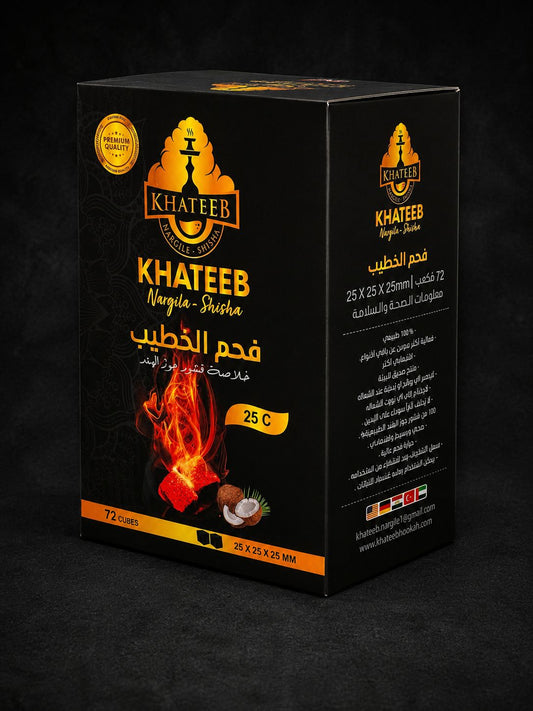 Khateeb Premium Coconut Charcoal — 72 Cubes | 1KG of Pure Shisha Perfection